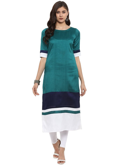 Ahalyaa Women Multicoloured Colourblocked Straight Beautiful Kurta