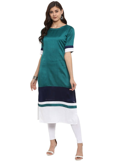 Ahalyaa Women Multicoloured Colourblocked Straight Beautiful Kurta