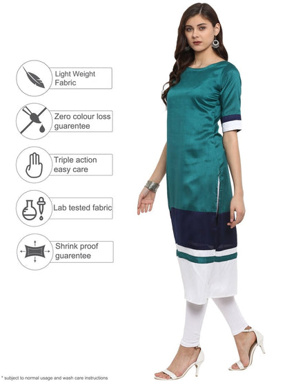 Ahalyaa Women Multicoloured Colourblocked Straight Beautiful Kurta