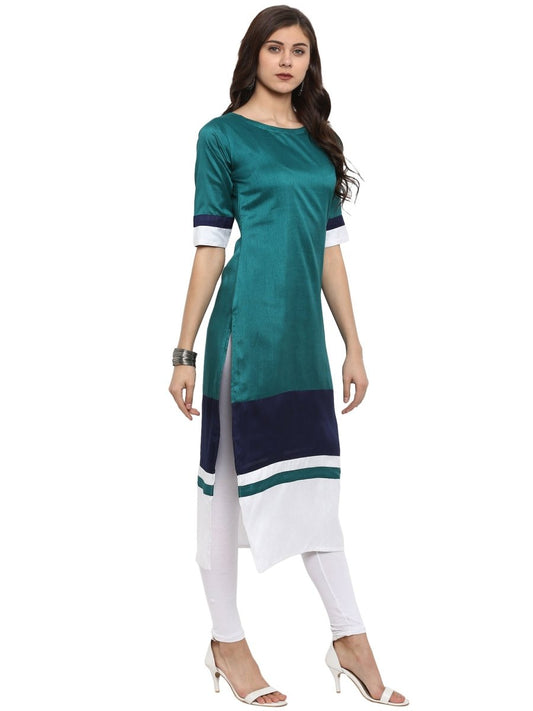 Ahalyaa Women Multicoloured Colourblocked Straight Beautiful Kurta