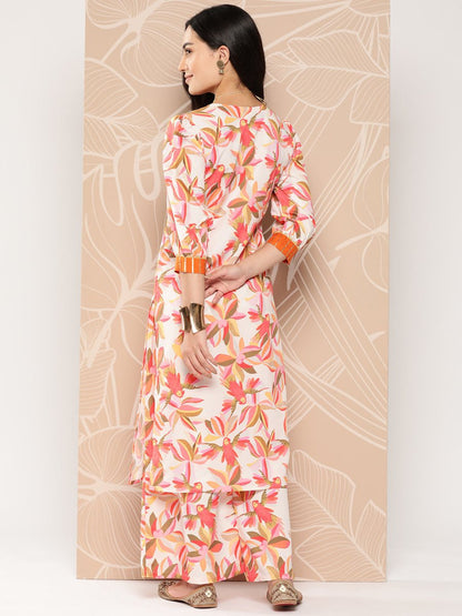 Ahalyaa Floral Printed Regular Gotta Patti Kurta with Palazzos