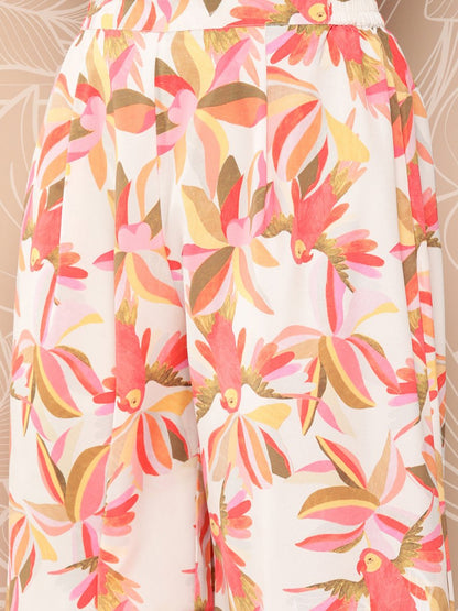 Ahalyaa Floral Printed Regular Gotta Patti Kurta with Palazzos