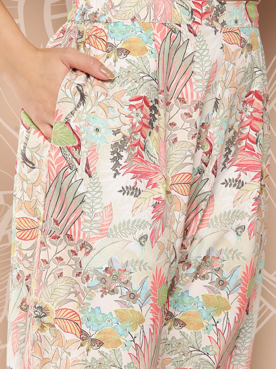 Ahalyaa Floral Printed Regular Gotta Patti Kurta with Palazzos