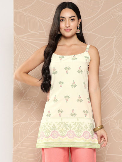 Ahalyaa Shoulder Straps Floral Print Tunic
