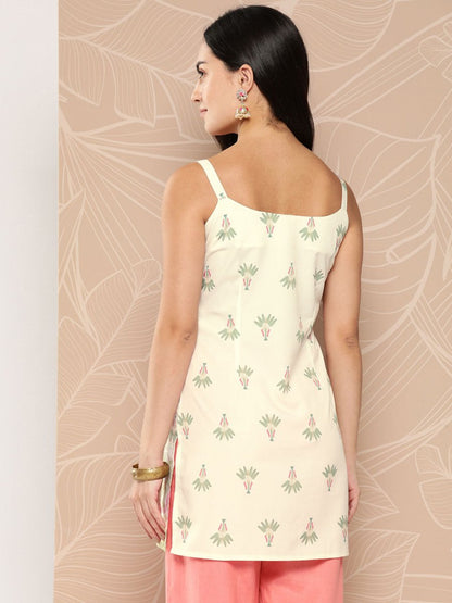 Ahalyaa Shoulder Straps Floral Print Tunic