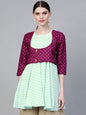 Ahalyaa Blue & Purple Printed A-Line Tunic