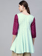 Ahalyaa Blue & Purple Printed A-Line Tunic