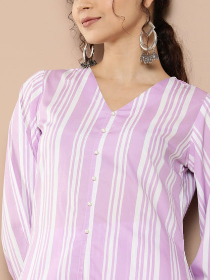 Ahalyaa Women Striped Crepe Co-Ords