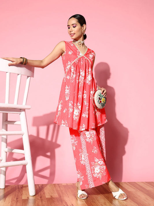 Ahalyaa Floral Printed Crepe Co-Ords