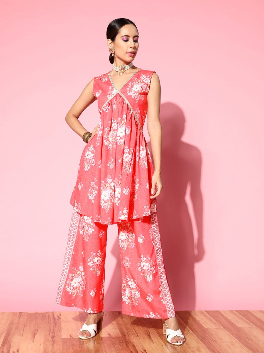 Ahalyaa Floral Printed Crepe Co-Ords
