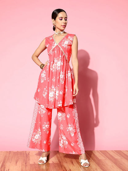 Ahalyaa Floral Printed Crepe Co-Ords