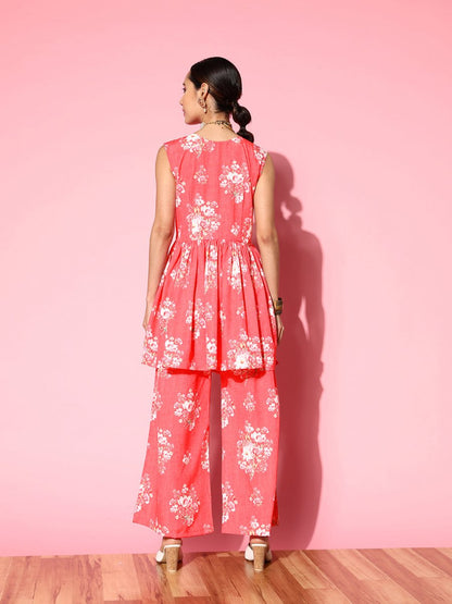 Ahalyaa Floral Printed Crepe Co-Ords