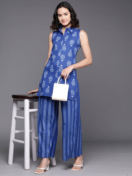 Ahalyaa Printed Pure Cotton Tunic With Palazzos