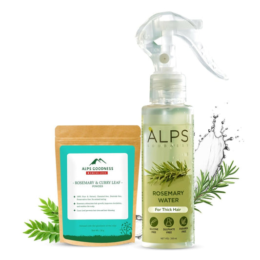 Alps Goodness Rosemary Hair Renewal Duo with Rosemary Water Spray and Rosemary & Curry Leaf Powder - Hair Growth Expert