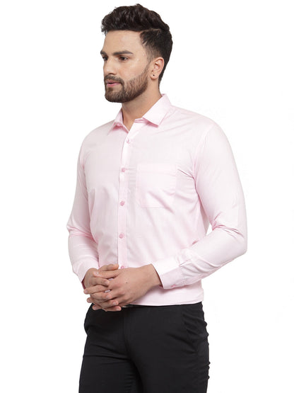 Jainish Men's Cotton Solid Light Pink Formal Shirt's ( SF 361Light-Pink )