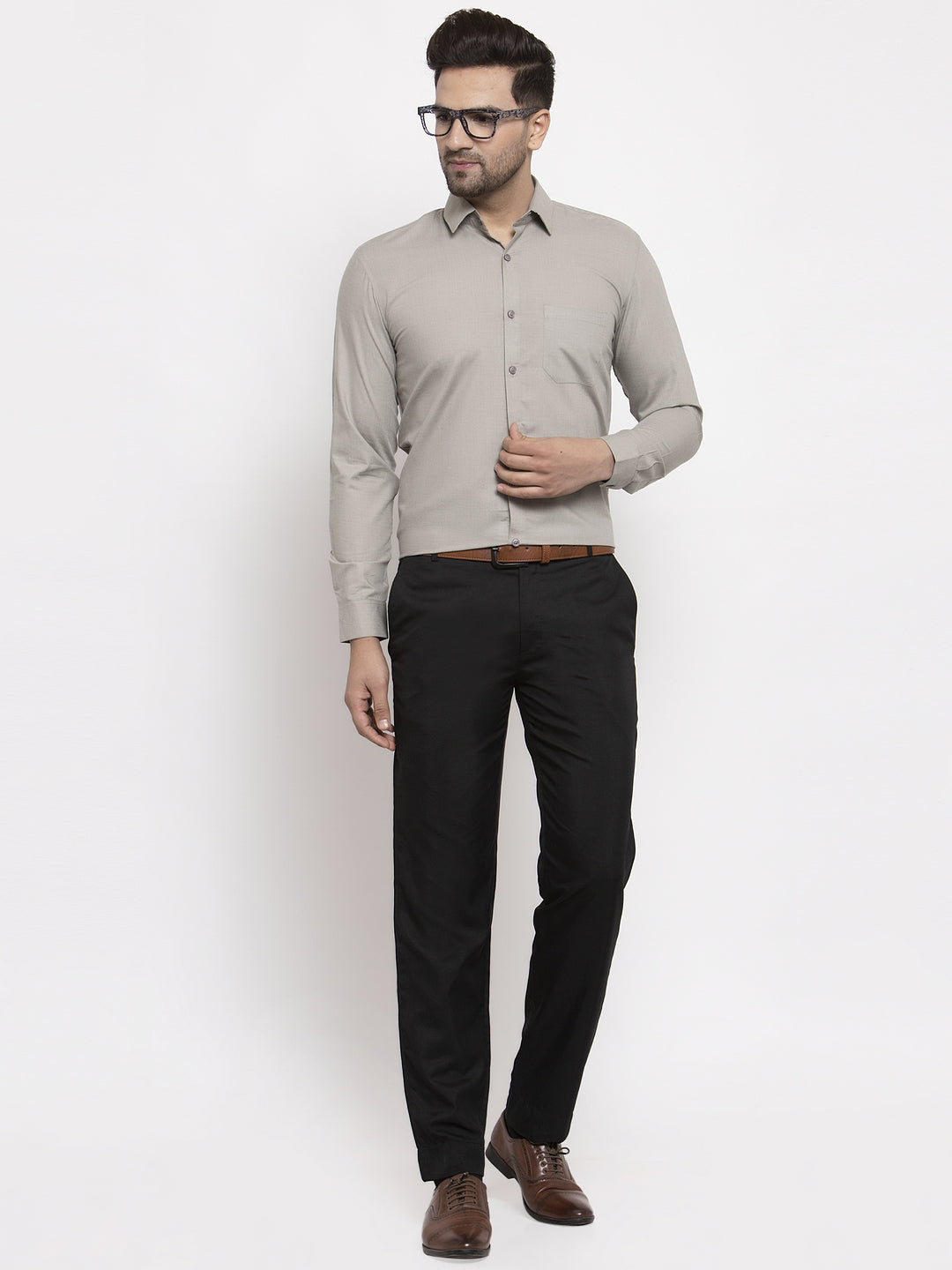 Jainish Men's Cotton Solid Steel Grey Formal Shirt's ( SF 361Steel-Grey )
