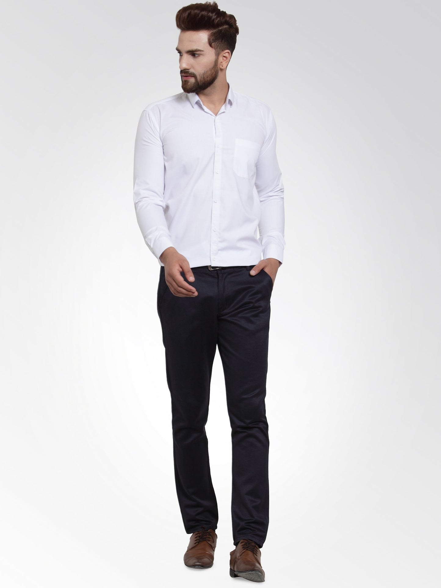 Jainish Men's Cotton Solid White Formal Shirt's ( SF 361White )