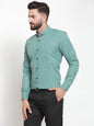 Jainish Green Men's Cotton Solid Button Down Formal Shirts ( SF 734Green )