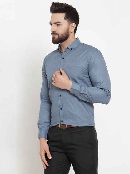 Jainish Grey Men's Cotton Solid Button Down Formal Shirts ( SF 734Grey )