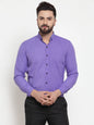 Jainish Purple Men's Cotton Solid Button Down Formal Shirts ( SF 734Voilet )