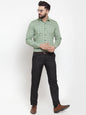 Jainish Green Men's Cotton Checked Formal Shirts ( SF 742Pista )