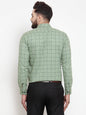 Jainish Green Men's Cotton Checked Formal Shirts ( SF 742Pista )