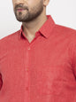 Jainish Red Men's Dobby Solid Formal Shirts ( SF 762Red )