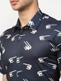 Jainish Navy Blue Men's Printed Lycra Half Sleevess Formal Shirts ( SF 778Navy )