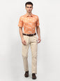 Jainish Peach Men's Printed Lycra Half Sleevess Formal Shirts ( SF 778Peach )