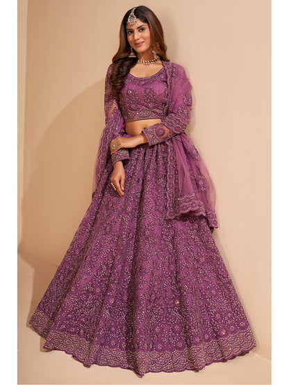 Myra Lilac Heavy Embroidered Designer Lehenga