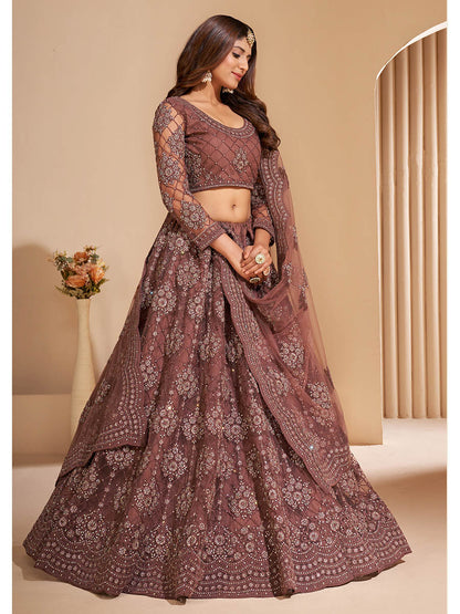 Myra Brown Heavy Embroidered Designer Lehenga
