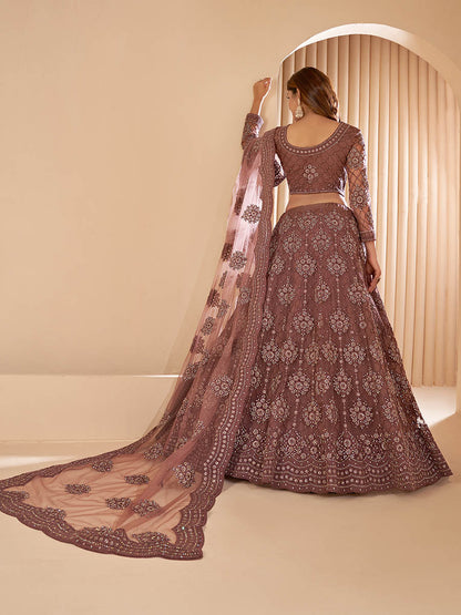Myra Brown Heavy Embroidered Designer Lehenga