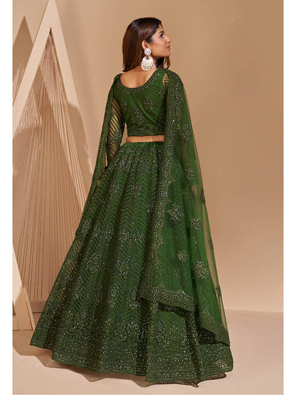 Myra Mehendi Green Heavy Embroidered Designer Lehenga