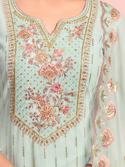 Myra Misty Teal Georgette Salwar Kameez