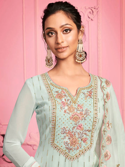 Myra Misty Teal Georgette Salwar Kameez