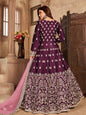 Myra Wine Art silk Embroidered Pant Style Anarkali Suit