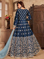 Myra Teal Art silk Embroidered Pant Style Anarkali Suit