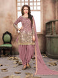 Myra Dusty Pink Tafeta Silk Patiyala Suit