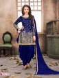 Myra Blue Tafeta Silk Patiyala Suit