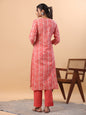 Janasya Regular Poly Cotton Red Printed Square Neck Set