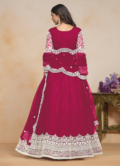 Vegaa Fashion Pink Net Embroidered Designer Anarkali Suit