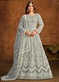 Vegaa Fashion Designer Grey Net Embroidery Anarkali Suit