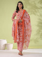 Janasya Regular Poly Cotton Off White Ethnic Motifs Round Neck Kurta Set