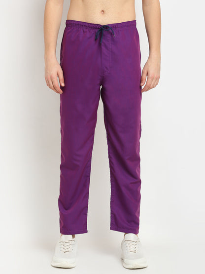Jainish Men's Solid Cotton Track Pants - Purple