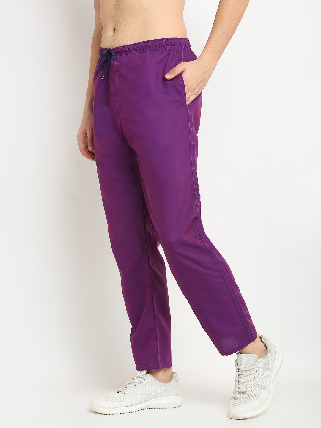 Jainish Men's Solid Cotton Track Pants - Purple