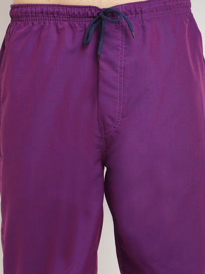 Jainish Men's Solid Cotton Track Pants - Purple