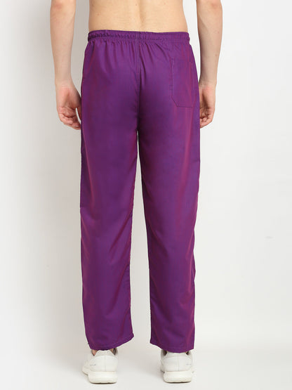 Jainish Men's Solid Cotton Track Pants - Purple