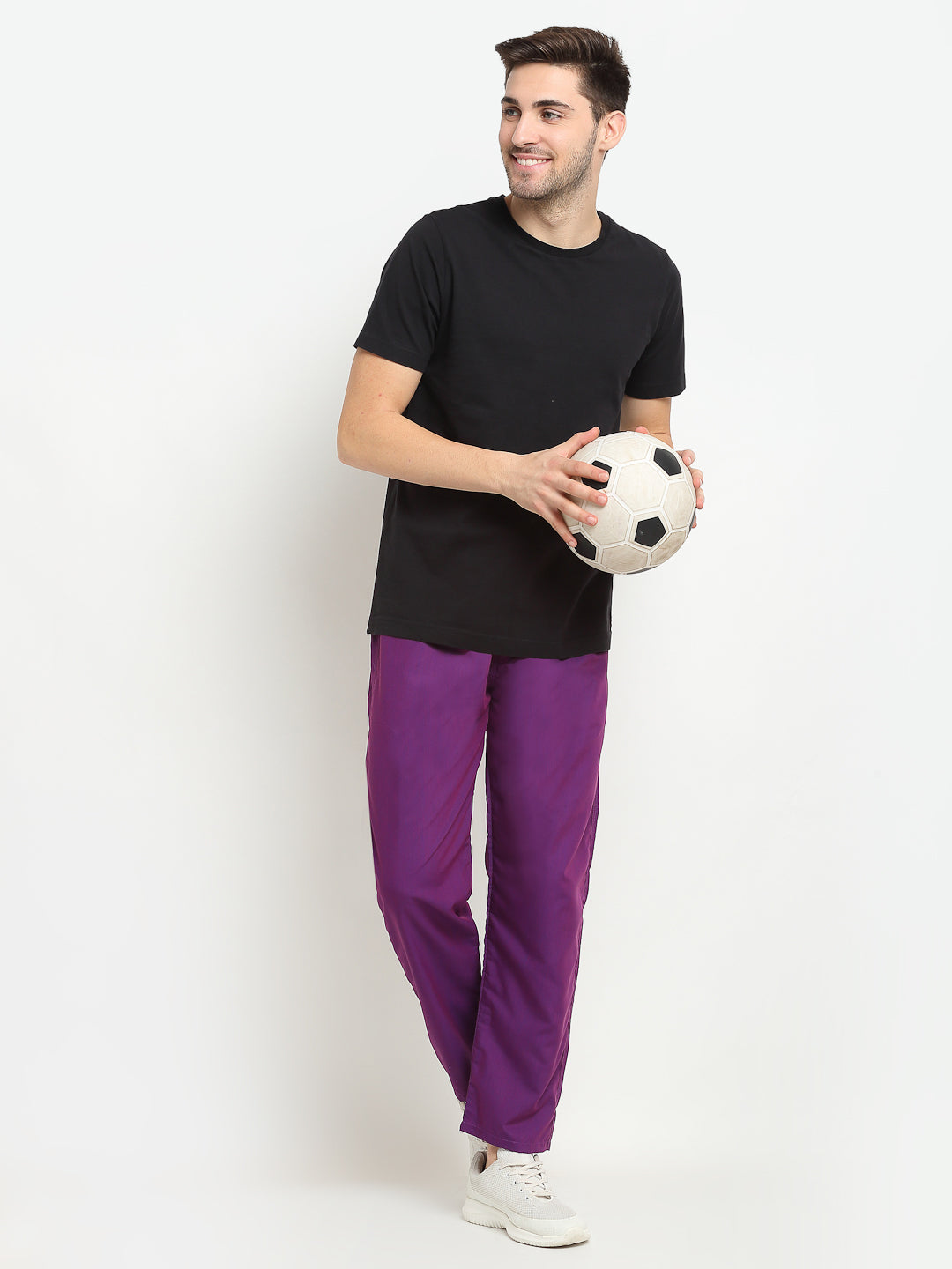Jainish Men's Solid Cotton Track Pants - Purple