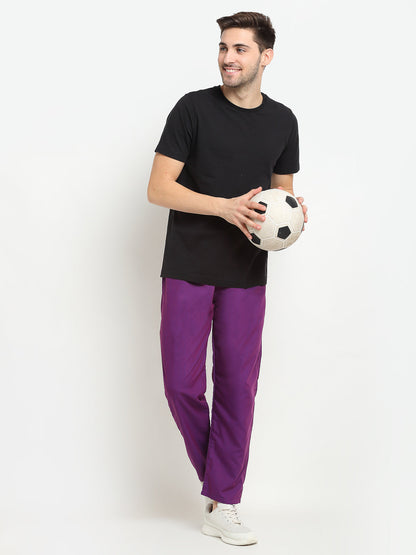 Jainish Men's Solid Cotton Track Pants - Purple