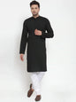 Jompers Men's Black Cotton Solid Kurta Payjama Sets